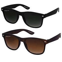 ELEGANTE Combo of 2 Wayfarer Men's Sunglasses (WYFBLKBRNCMB, 55, Black and Brown)