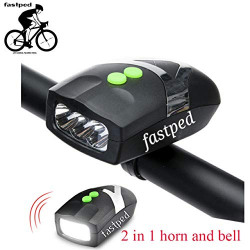 FASTPED Cool Bell with 3 LED Light Bicycle Bike Accessories Adjustable Safety Warning Loud Horn