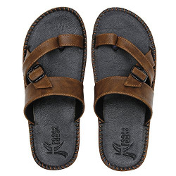 Kraasa Men's Synthetic Outdoor Thong Sandals (Size: 8, Color: Black)