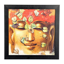 Sehaz Artworks 'Buddha Leafs Modern' Wall Painting Frame (Fibre, 33.5 cm x 33.5 cm)