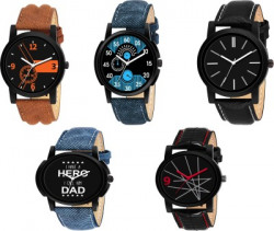 ReniSales New Set Of Five Leather Watch Combo For Men Watch  - For Boys