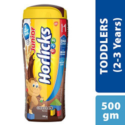 Junior Horlicks Stage 1 (2-3 years) Health & Nutrition drink - 500 g Pet Jar (Chocolate flavor)