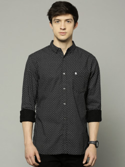 French Connection Men Black Printed Slim Fit Casual Shirt