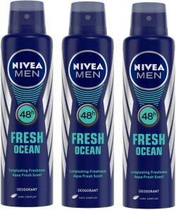 Nivea Men Fresh Ocean Deodorant Combo Body Spray - For Men  (450 ml, Pack of 3)