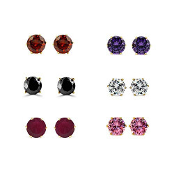 Archi Collection Women's Gold Plated CZ Solataire Stud Earring for Women (Multicolour, SS1_SS4_SS7_SS9_SS10_SS12)
