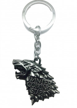  SmallAll Silver Game of Thrones, House Stark Direwolf Shape Keyring & Keychain