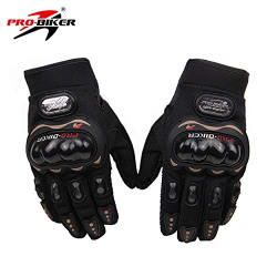 Probiker Synthetic Leather Motorcycle Gloves (Black, L)