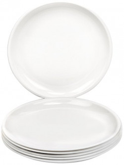 Signoraware Round Plastic Full Plate Set, Set of 6, White