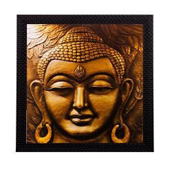 eCraftIndia 'Meditating Buddha Matt Textured' UV Art Painting (Synthetic Wood, 28 cm x 2 cm x 28 cm, FPGK1104_A)