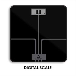 ActiveX (Australia) Ivy Tempered Glass Digital Body Weighing Scale 5-180Kg Range - Black