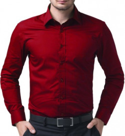 FabTag - Being Fab Men's Solid Casual Red Shirt