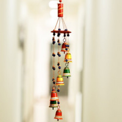 ExclusiveLane Breezy Chiming' Hand-Painted Decorative Hanging Iron Windchime(28 inch, Multicolor)