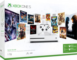 Microsoft Xbox One S 1 TB with Xbox Starter Bundle (3 Months Xbox Game Pass and Xbox Live Gold)  (White)