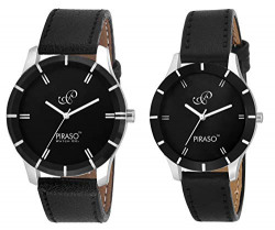 Piraso Hot Black Combo for Men & Women Pack of 2 Watches