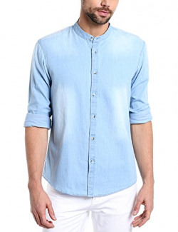 Dennis Lingo Men's Plain Slim Fit Casual Shirt (C503_Light Blue_Large)