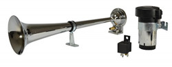 HELLA 013410001 Chrome 12V Air 1-Trumpet Horn Kit (12V,115 dB @ 2m)