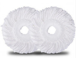 Kanantraders Microfiber Mop Head Refill (White,) - Set of 2