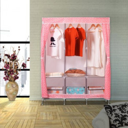 Flipkart SmartBuy 3-Door 6-Shelf PP Collapsible Wardrobe(Finish Color - Pink Dot)