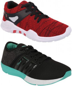 Chevit Combo Pack of 2 Sports Shoes (Walking Shoes) Running Shoes For Men(Black, Red)