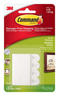 Command Small Picture Hanging Strip (White, 4 Pairs)