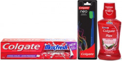 Colgate Combo 1 Max Fresh Tooth Paste ,1 Neo Tooth Brush,1 Plax Spicy Fresh Mouth Wash(Set of 3)