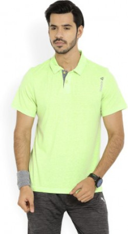 REEBOK Solid Men's Polo Neck Green T-Shirt