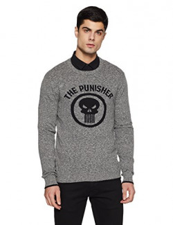 Punisher by Free Authority Men's Sweater (MK1FMW1812_Grey Grindle Black_Small)