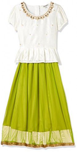 Karigari by Unlimited Girl's A-Line Regular Fit Cotton Salwar Suit Set (273037845 _Green_02Y)