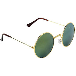 Dervin Gandhi Round Shape Golden Frame UV Protection Sunglasses Shades For Men & Women (Yellow)