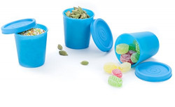 Signoraware Nano Round Medium Plastic Container Set, 90ml, Set of 3, T Blue