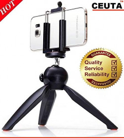 Ceuta, YT 228 Mini Tripod 7 inch | with 360 Degree | Rotating Ball Head | with Mobile Clip | Suitable with Smartphones - Black.