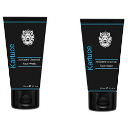 Kartuce Activated Charcoal Face Wash For Men, Blackhead Wash, Deep Cleansing Blackhead Remover Oil Control Purifying Activated Carbon Remover Deep Cleaning Face Wash - 100ml (Double Pack)