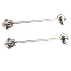 Smart Shophar Stainless Steel Gate Hook Square 4 Inches Silver Pack of 2 Pieces
