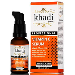 Khadi Global Vitamin C Serum with Vitamin E, Vegan Hyaluronic Acid, Ferulic Acid and Vegan Glutathione Acid Serum (30 ml)