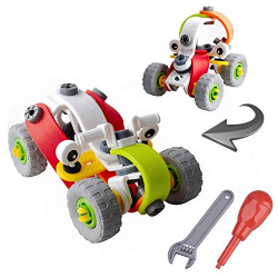 Toys Bhoomi 2 IN 1 Take-Apart 3D Model Racing Car Dune buggy Assembly Construction Building Blocks Puzzles DIY Playset with Screw Nuts & Tools