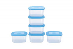All Time Basic Plastic Container Set, 650ml, Set of 6, Blue (Basic-008-Blue)