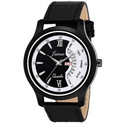Jainx Black Day and Date Round Analogue Watch for Men's & Boys - JM319