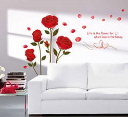 Decals Design StickersKart Wall Stickers Bedroom Romantic Rose Flowers (Multicolor)