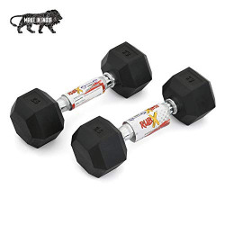 RUBX Rubber Coated Professional Exercise Hex Dumbbells (Pack of Two) (2.5)