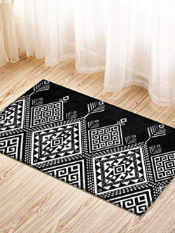 Story@Home Designer Abstract Pattern Super Soft Anti Skid Superior Quality Dust Remover Door Mat for Main Door,Bedroom, Entrance, Kitchen, Home, Main Door, Entryway, Shop, Office, Covered Outdoor, Bed room, Floor with Hard, Ecofriendly, Thick Material - Black