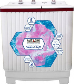 Mitashi 6.2 kg Semi Automatic Top Load Washing Machine White, Maroon(MiSAWM62v25 AJD)