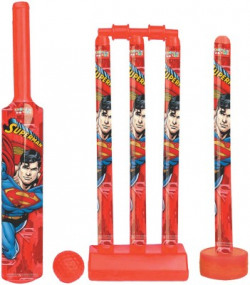 Superman Family Cricket Set with 1 Bat & Ball, 4 Wickets, Base and Bail Cricket Kit