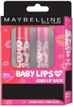 Maybelline New York Baby lips Lip Balm , Cherry Kiss + pink Lolita Fruity(Pack of: 2, 8 g)