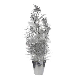 CAAJIB Lucky Charm Artificial Plant with Vase Big Pot for Home Decor Plant, Height 66 cm, Silver