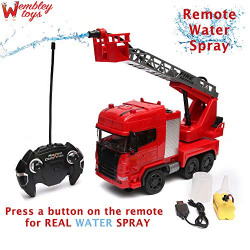 Wembley Toys Rechargeable Remote Controlled RC Fire Rescue Truck with Remote Water Spray Mode,Rechargeable Battery and USB Charger (Fire Rescue Truck)