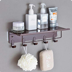 HOME CUBE® Bathroom Shelf Free Punching Wall-Mounted Storage Rack Towel Holder with Hook Storage Shelf - Random Color