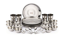 Pigeon Stainless Steel Dinnerware Set, 28-Pieces, Silver