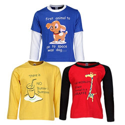 Goodway Pack of 3 Boys Full Sleeve Colour T-Shirts Did You Know Theme-5