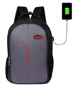 Fur Jaden Grey 25L Casual Backpack with USB Charging Point and Laptop Compartment