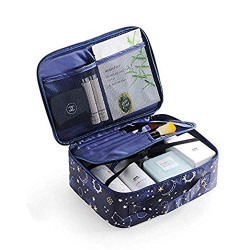 Yomis Portable Travel Makeup Cosmetic Toiletry Bag Organizer Case (24x18x8 cm/9.45x7x3.15-Inch, Blue)